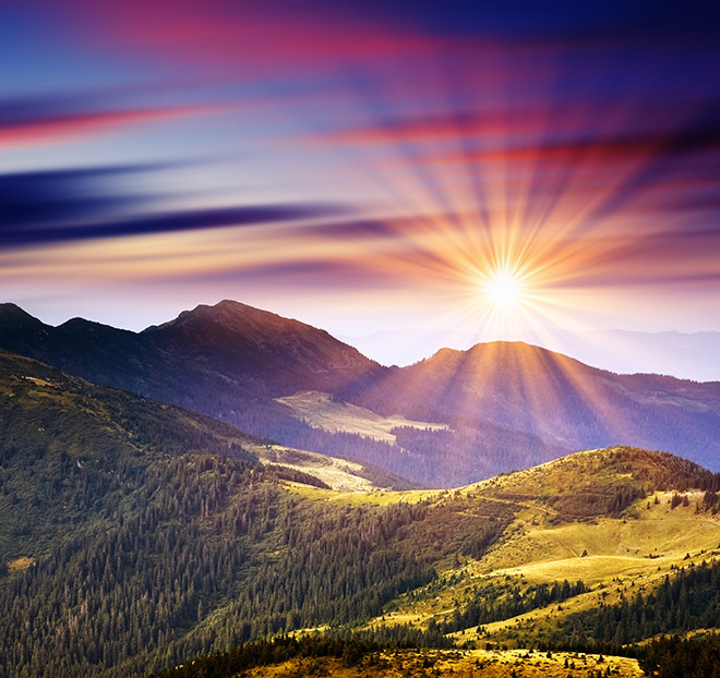 A mountain at sunrise
